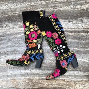 embroidered suede boots